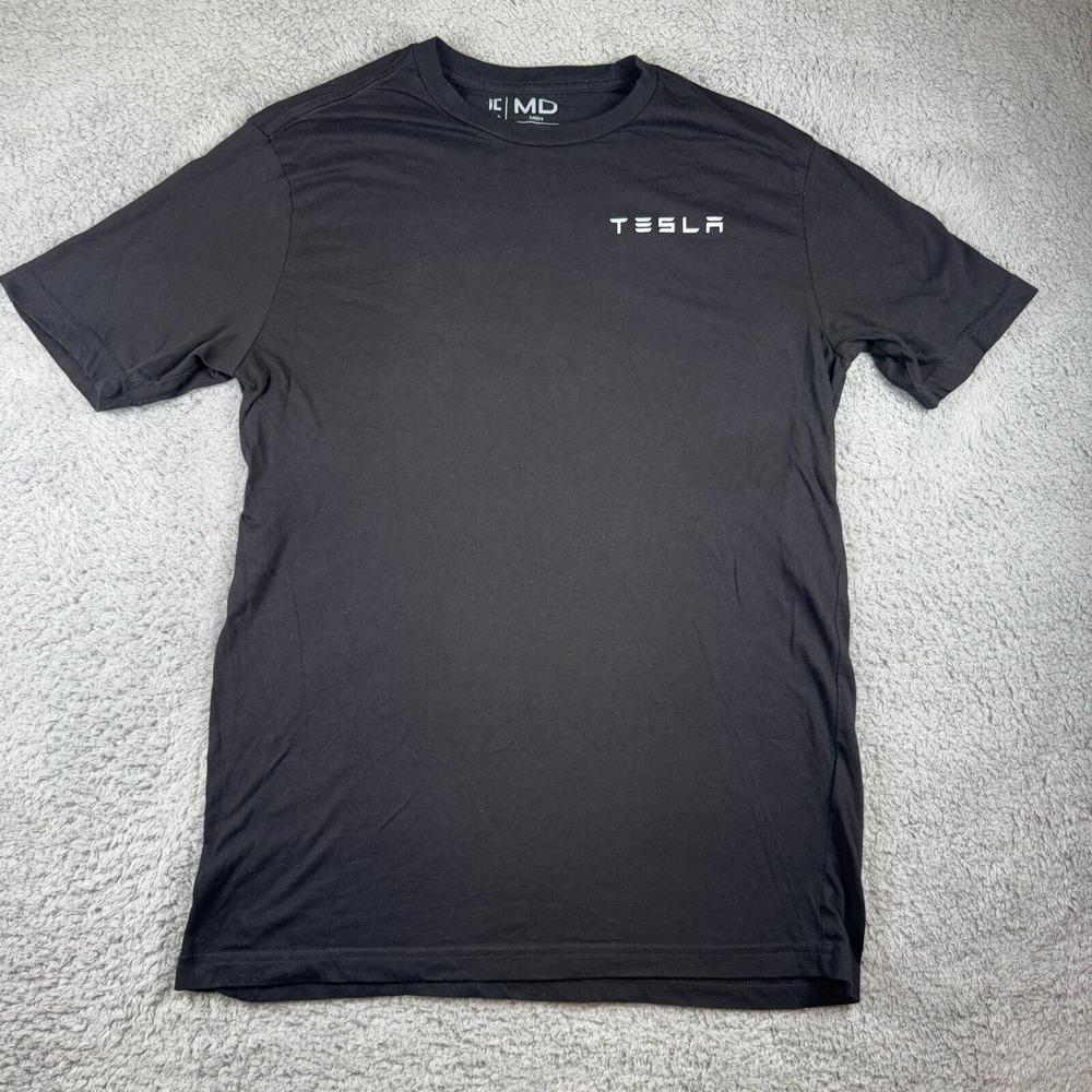 Telsa‎ Shirt Mens Medium Black Short Sleeve Electric Cars Cotton Crewneck Tee